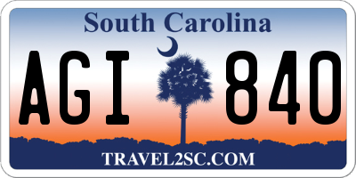 SC license plate AGI840