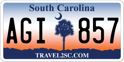 SC license plate AGI857