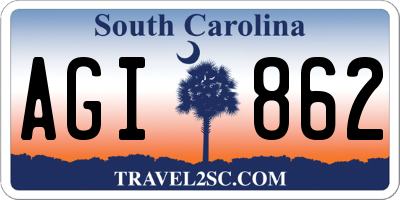 SC license plate AGI862