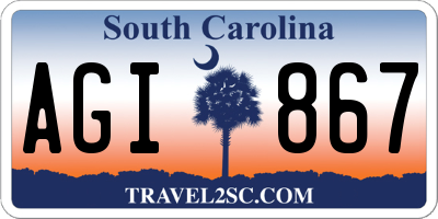 SC license plate AGI867