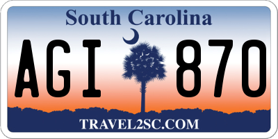 SC license plate AGI870