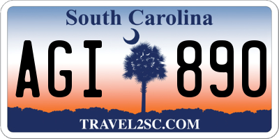 SC license plate AGI890
