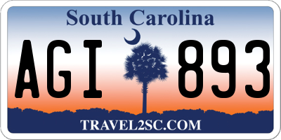 SC license plate AGI893