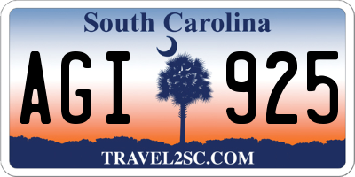SC license plate AGI925