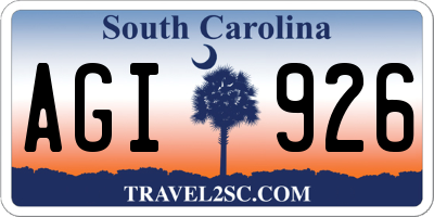 SC license plate AGI926