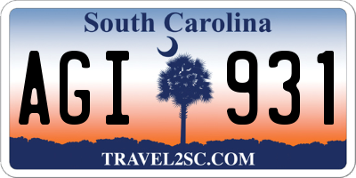 SC license plate AGI931