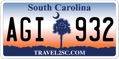 SC license plate AGI932