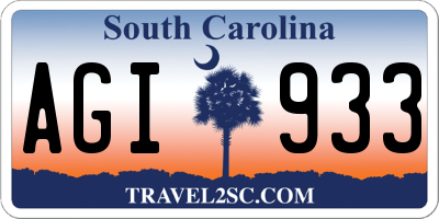 SC license plate AGI933