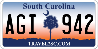 SC license plate AGI942