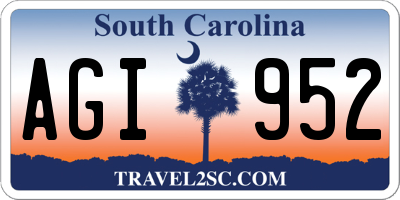 SC license plate AGI952