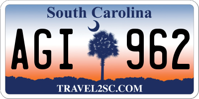 SC license plate AGI962
