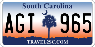 SC license plate AGI965
