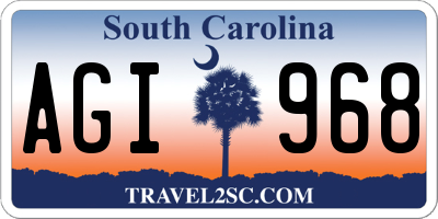 SC license plate AGI968