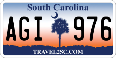 SC license plate AGI976