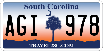 SC license plate AGI978
