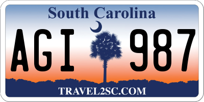 SC license plate AGI987