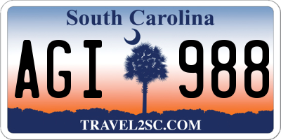 SC license plate AGI988