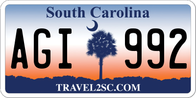 SC license plate AGI992