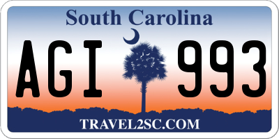 SC license plate AGI993