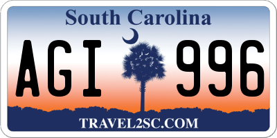 SC license plate AGI996