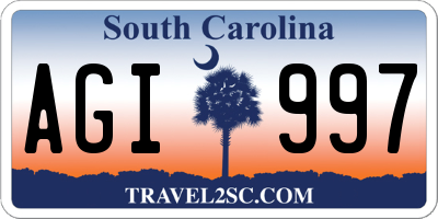 SC license plate AGI997