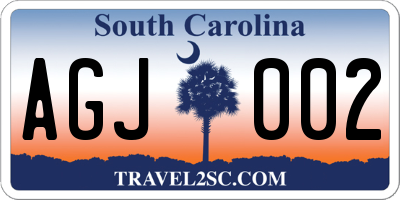 SC license plate AGJ002