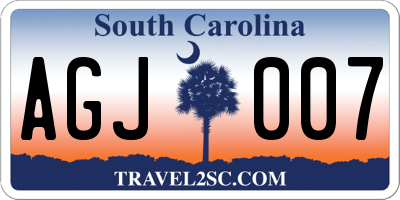 SC license plate AGJ007