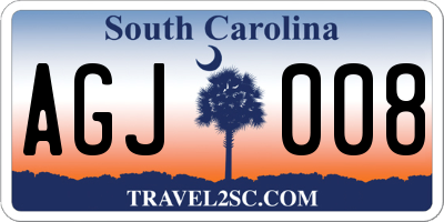 SC license plate AGJ008