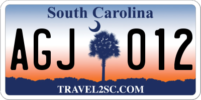 SC license plate AGJ012
