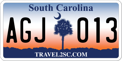 SC license plate AGJ013