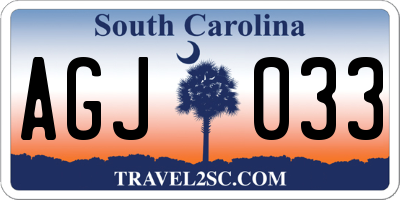 SC license plate AGJ033