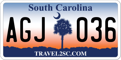 SC license plate AGJ036