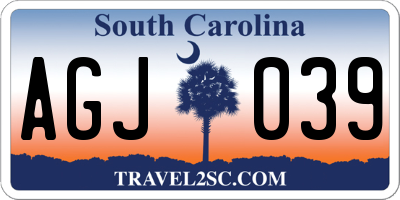 SC license plate AGJ039
