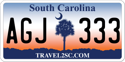 SC license plate AGJ333