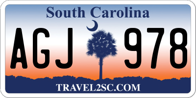 SC license plate AGJ978