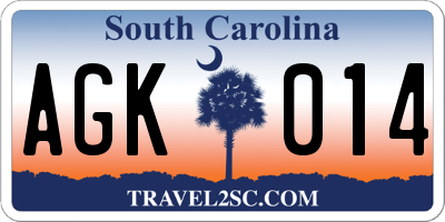 SC license plate AGK014