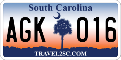 SC license plate AGK016