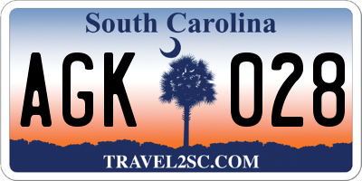 SC license plate AGK028