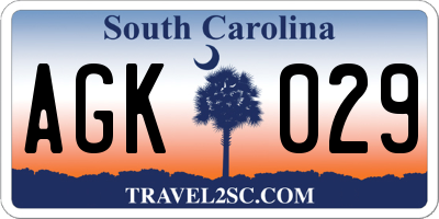 SC license plate AGK029