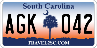 SC license plate AGK042