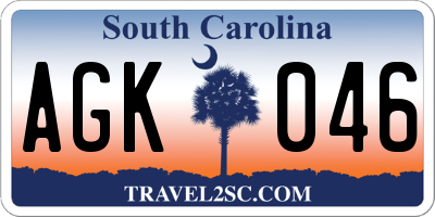 SC license plate AGK046