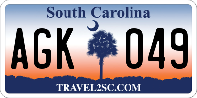 SC license plate AGK049
