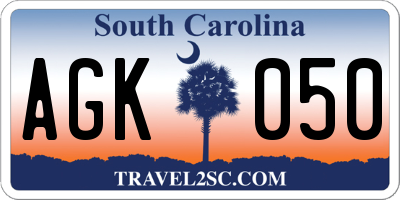 SC license plate AGK050