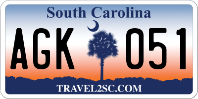 SC license plate AGK051