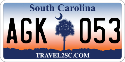 SC license plate AGK053