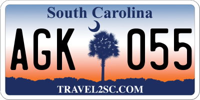 SC license plate AGK055