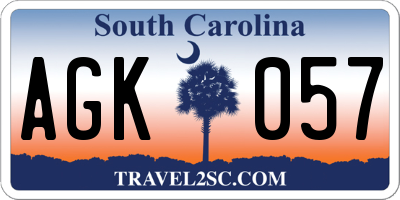 SC license plate AGK057