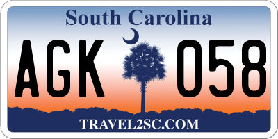 SC license plate AGK058