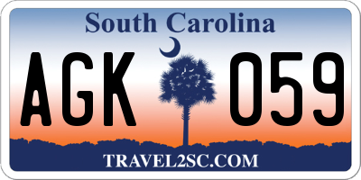 SC license plate AGK059