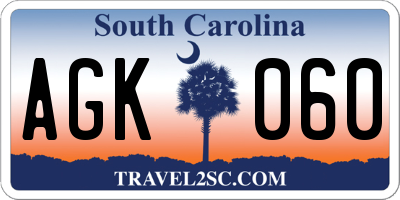 SC license plate AGK060